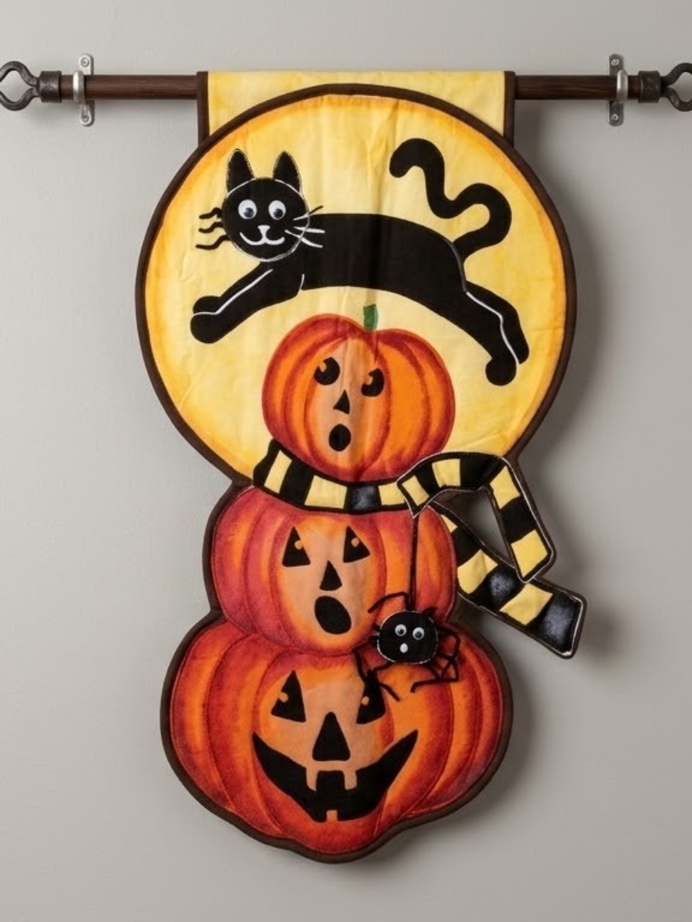 Hand-Sewn Fabric Halloween Wall Hanging